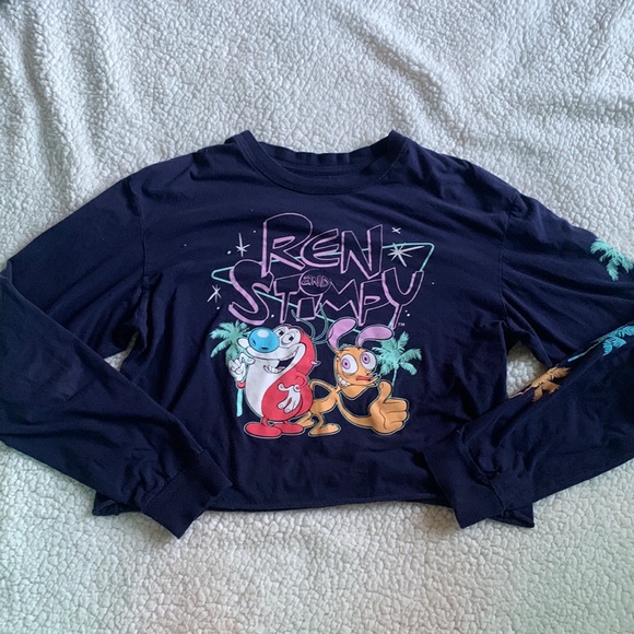 Nickelodeon Tops - NICKELODEON’s REN AND STIMLY RETRO CROP LONG SLEEVE SHIRT